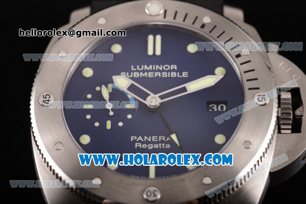 Panerai PAM 371 Submersible Clone P.9000 Automatic Titanium Case with Blue Dial and Luminous Dot Markers - 1:1 Original (KW) - Click Image to Close