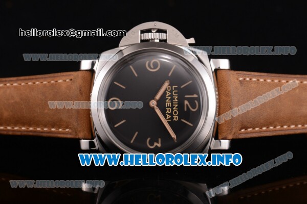 Panerai PAM 557 Luminor 1950 Left-handed 3 Days Acciaio Clone P.3000 Manual Winding Steel Case with Black Dial and Brown Leather Strap - 1:1 Original (KW) - Click Image to Close