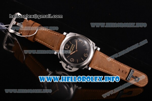 Panerai PAM 557 Luminor 1950 Left-handed 3 Days Acciaio Clone P.3000 Manual Winding Steel Case with Black Dial and Brown Leather Strap - 1:1 Original (KW) - Click Image to Close