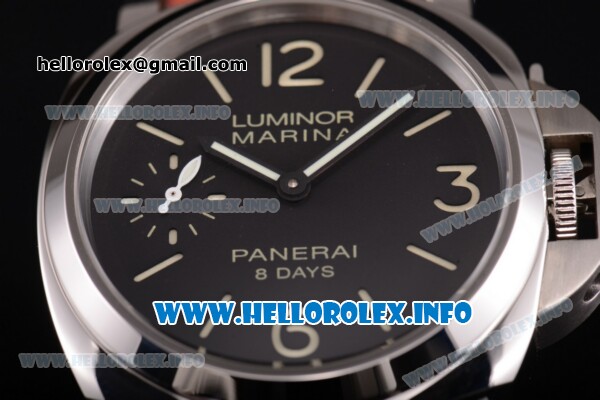 Panerai Luminor Marina 8 Days Acciaio PAM 510 Clone P.5000 Manual Winding Steel Case with Black Dial and Brown Leather Strap - 1:1 Original (KW) - Click Image to Close