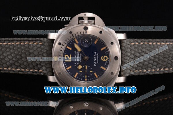 Panerai Luminor Submersible 1000m "La Bomba" Swiss Valjoux 7750 Automatic Steel Case with Blue Dial and Green Leather Strap - Yellow Markers - 1:1 Original (H) - Click Image to Close