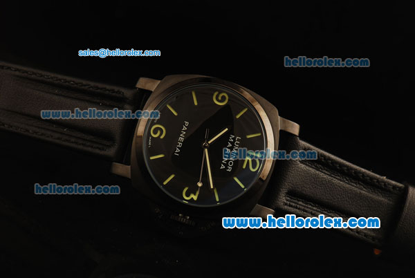 Panerai Luminor Marina Automatic Movement PVD Case with Black Dial and Green Markers - Click Image to Close