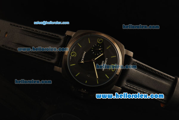 Panerai Luminor GMT Automatic Movement PVD Case with Black Dial and Green Markers - Click Image to Close