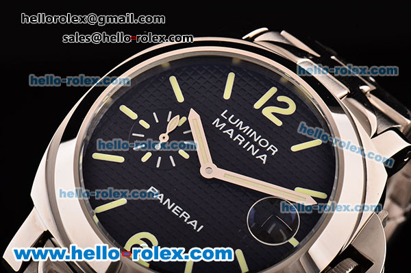 Panerai Luminor Marina PAM 00050 Automatic Movement Full Steel with Black Grid Dial and Green Stick/Numeral Markers - Click Image to Close