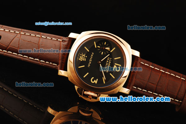 Panerai Luminor Marina PAM00366 Manual Winding Movement ETA Coating Case with Black Dial and Brown Leather Strap - Click Image to Close