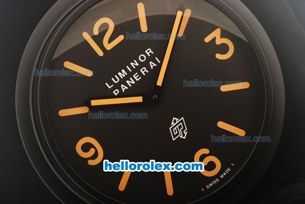 Panerai Luminor Swiss Quartz Movement Black Dial with Orange Markers-35cm Wall Clock - Click Image to Close