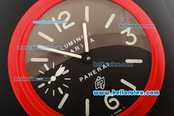 Panerai Luminor Marina Swiss Quartz Movement Red PVD Case with Black Dial with White Markers-35cm Wall Clock - Click Image to Close