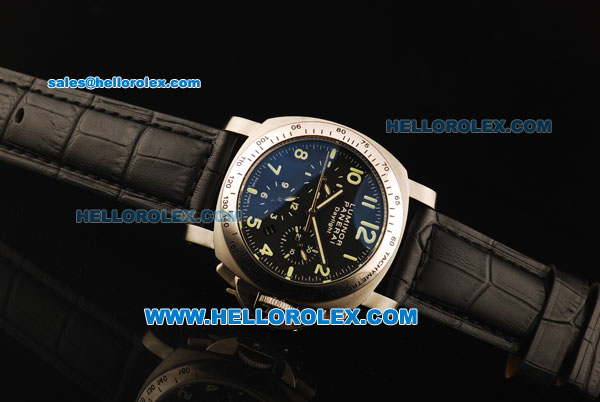 Panerai Luminor Daylight Pam196 Automatic with Black Dial,Green Marking and Black Leather Strap - Click Image to Close