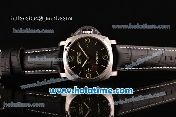 Panerai PAM312 Luminor Marina 1950 3 Days P.9000 Automatic Steel Case with Black Dial and Green Markers - Super LumiNova 1:1 Original (ZF) - Click Image to Close