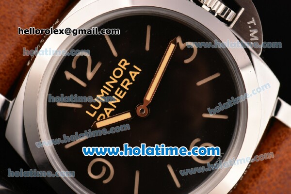 Panerai PAM372 Luminor 1950 3 Days P.3000 Manual Winding 72 Hours Power Reserve Steel Case with Brown Leather Bracelet and Black Dial - 1:1 Best Edition (ZF) - Click Image to Close