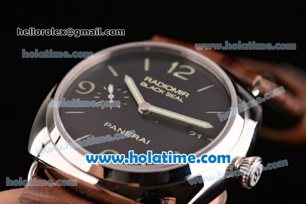Panerai PAM388 Radiomir Black Seal 3 Days Clone P.9000 Automatic Steel Case with Brown Leahter Strap and Black Dial - 1:1 Original (Z) - Click Image to Close