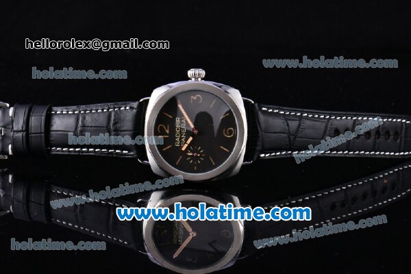 Panerai Radiomir 1940 PAM521 Clone P.3000 Manual Winding Steel Case with Stick/Arabic Numeral Markers and Black Leather Strap - Click Image to Close