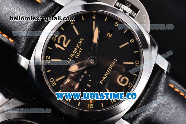 Panerai Luminor GMT PAM 531 Clone P.9003 Automatic Steel Case with Black Dial and Yellow Markers (ZF) - Click Image to Close