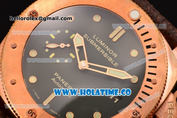 Panerai Luminor Submersible 1950 3 Days PAM 382 Clone P.9000 Automatic Bronzo Case with Dot Markers and Green Dial - 1:1 Original (ZF) - Click Image to Close
