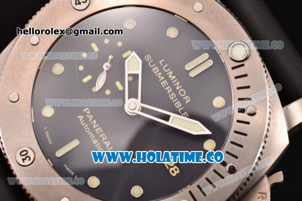 Panerai Luminor Submersible 1950 3 Days PAM 305 Clone P.9000 Automatic Titanium Case with Dot Markers and Black Dial (ZF) - Click Image to Close
