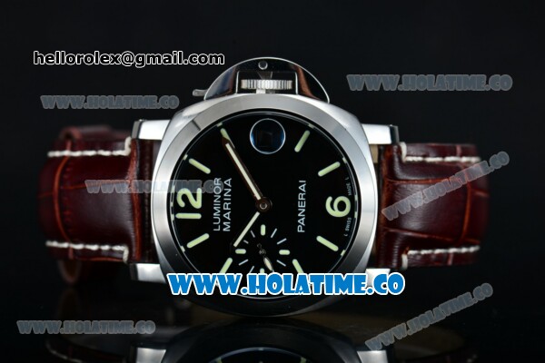 Panerai Luminor Marina PAM 111 Automatic Steel Case with Black Dial and Green Markers - Click Image to Close