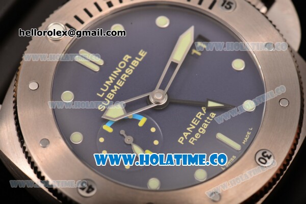 Panerai PAM 371 Submersible Clone P.9001 Automatic Titanium Case with Blue Dial and Superlumed Markers (ZF) - Click Image to Close