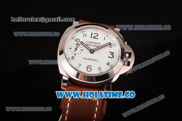 Panerai Luminor Daylight PAM 785 Clone P.5000 Manual Winding Steel Case with White Dial and Black Markers - Click Image to Close