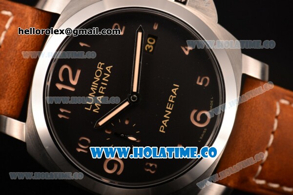 Panerai Luminor 1950 Marina 3 Days Automatic Clone P.9000 Automatic Steel Case with Black Dial and Yellow Arabic Numeral Markers - Click Image to Close