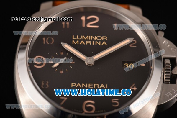 Panerai Luminor 1950 Marina 3 Days Automatic Clone P.9000 Automatic Steel Case with Black Dial and Yellow Arabic Numeral Markers - Click Image to Close
