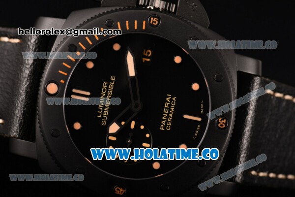 Panerai Luminor Submersible 1950 3 Days Clone P.9000 Automatic Ceramic Case with Black Dial and Yellow Markers - 1:1 Original (H) - Click Image to Close