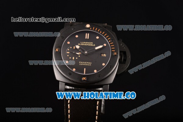 Panerai Luminor Submersible 1950 3 Days Clone P.9000 Automatic Ceramic Case with Black Dial and Yellow Markers - 1:1 Original (H) - Click Image to Close