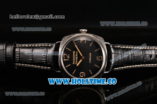 Panerai Radiomir Firenze 3 Days Clone P.3000 Manual Winding Steel Case with Black Dial and Stick/Arabic Numeral Markers (ZF) - 1:1 Original - Click Image to Close