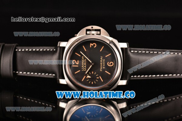 Panerai Luminor Marina 8 Days Acciaio PAM 510 Asia 6497 Manual Winding Steel Case with Stick/Arabic Numeral Markers and Black Dial - Click Image to Close