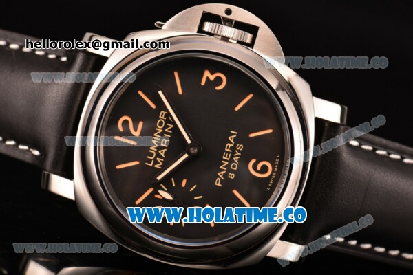 Panerai Luminor Marina 8 Days Acciaio PAM 510 Asia 6497 Manual Winding Steel Case with Stick/Arabic Numeral Markers and Black Dial - Click Image to Close