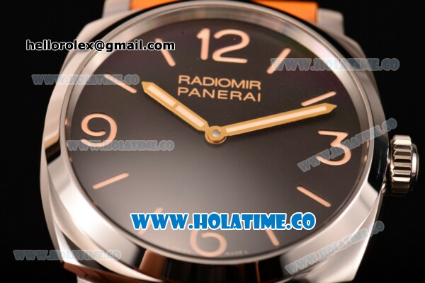 Panerai Radiomir PAM 622 Clone P.3000 Manual Winding Steel Case with Black Dial Brown Leather Strap and Stick/Arabic Numeral Markers - 1:1 Original (KW) - Click Image to Close
