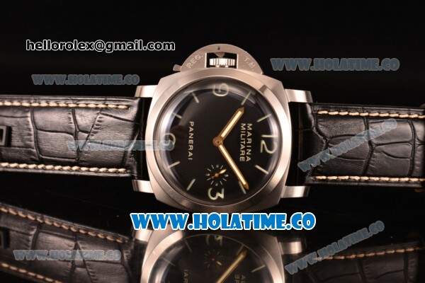 Panerai Luminor Marina Militare PAM 217 Swiss ETA 6497 Manual Winding Steel Case with Black Superlumed Dial and Stick/Arabic Numeral Markers (KW) - Click Image to Close