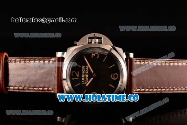 Panerai Luminor 1950 3 Days PAM372 O Clone P.3000 Manual Winding Steel Case with Black Dial Brown Leather Strap and Stick/Arabic Numeral Markers - 1:1 Original (ZF) - Click Image to Close