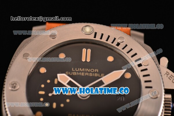 Panerai PAM 305 Luminor Submersible 1950 3 Days Automatic Ceramica Asai ST Automatic Steel Case with Black Dial and Orange Leather Strap - Click Image to Close