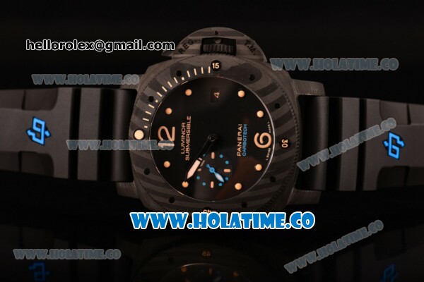 Panerai Luminor Submersible 1950 Carbotech 3 Days Automatic Clone P.9000 Automatic Carbon Fiber Case with Black Dial and Yellow Dot Markers (ZF) - Click Image to Close