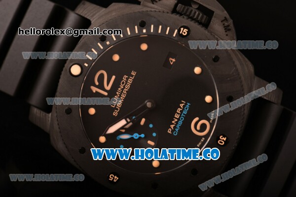 Panerai Luminor Submersible 1950 Carbotech 3 Days Automatic Clone P.9000 Automatic Carbon Fiber Case with Black Dial and Yellow Dot Markers (ZF) - Click Image to Close