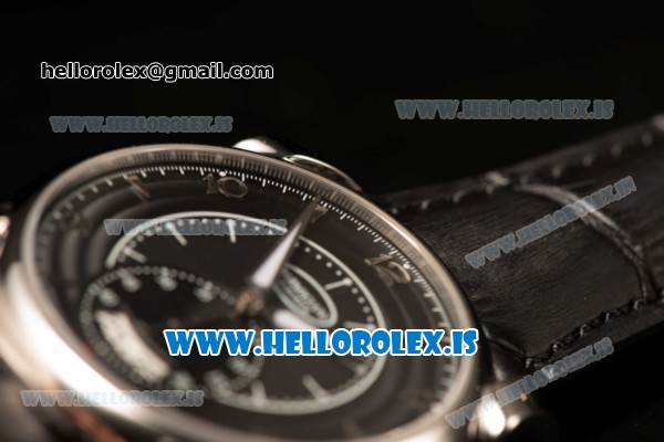 Parmigiani Chronometre Clone Original Movement Steel Case With Calfskin Strap Black Dial - Click Image to Close