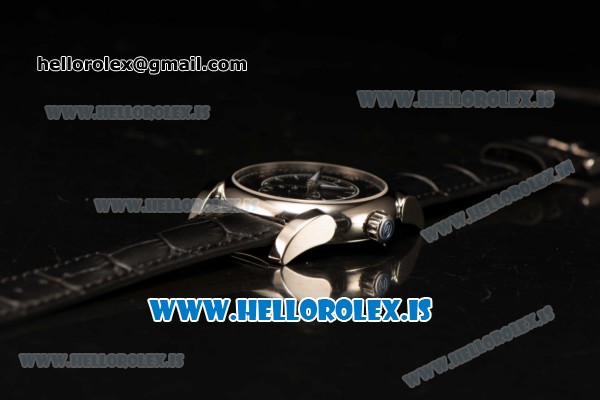 Parmigiani Chronometre Clone Original Movement Steel Case With Calfskin Strap Black Dial - Click Image to Close