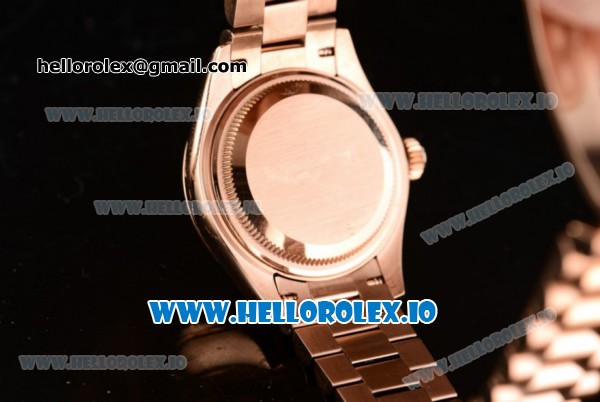 Rolex Datejust Swiss ETA 2671 Automatic Rose Gold Case with Pink Dial Roman Numeral Markers and Rose Gold Bracelet (BP) - Click Image to Close