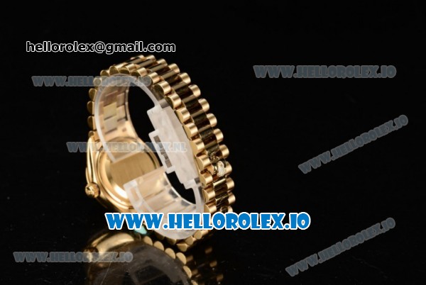 Rolex Datejust Swiss ETA 2671 Automatic Yellow Gold Case with Yellow Gold Dial Roman Numeral Markers and Yellow Gold Bracelet (BP) - Click Image to Close