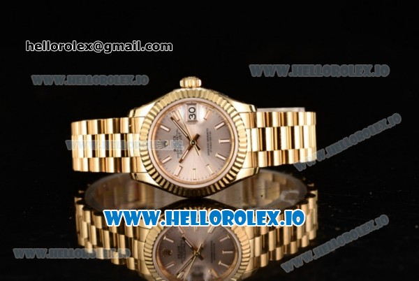 Rolex Datejust Swiss ETA 2671 Automatic Yellow Gold Case with Sliver Dial Stick Markers and Yellow Gold Bracelet (BP) - Click Image to Close