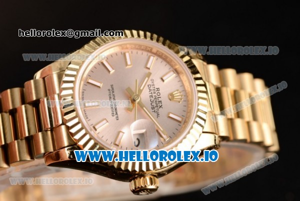 Rolex Datejust Swiss ETA 2671 Automatic Yellow Gold Case with Sliver Dial Stick Markers and Yellow Gold Bracelet (BP) - Click Image to Close