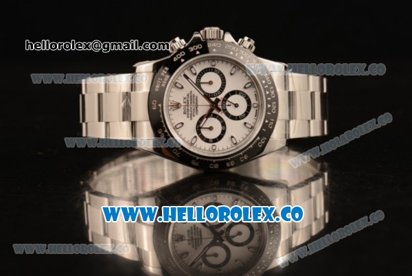 Rolex Daytona Chrono Swiss Valjoux 7750 Automatic Steel Case with White Dial and Steel Bracelet - 1:1 Origianl (AR) - Click Image to Close