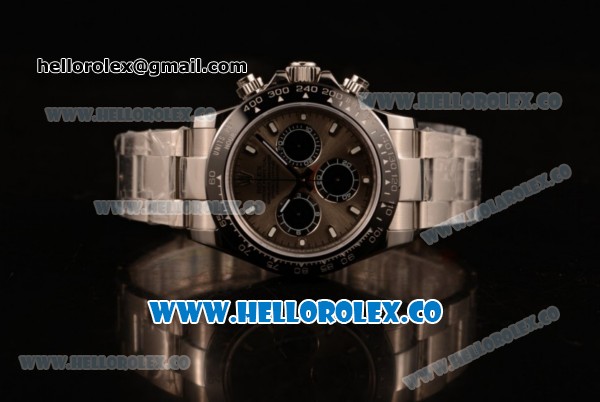 Rolex Daytona Chrono Clone Rolex 4130 Automatic Steel Case with Gray Dial PVD Bezel and Steel Bracelet (EF) - Click Image to Close