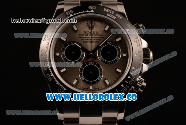 Rolex Daytona Chrono Clone Rolex 4130 Automatic Steel Case with Gray Dial PVD Bezel and Steel Bracelet (EF) - Click Image to Close