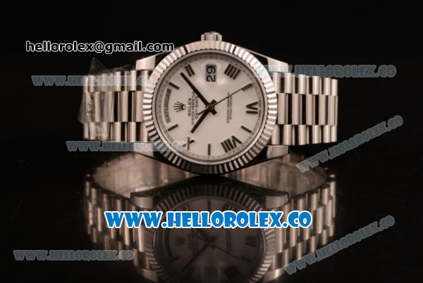 Rolex Day-Date Swiss ETA 2836 Automatic Steel Case with White Dial and Steel Bracelet - (BP) - Click Image to Close
