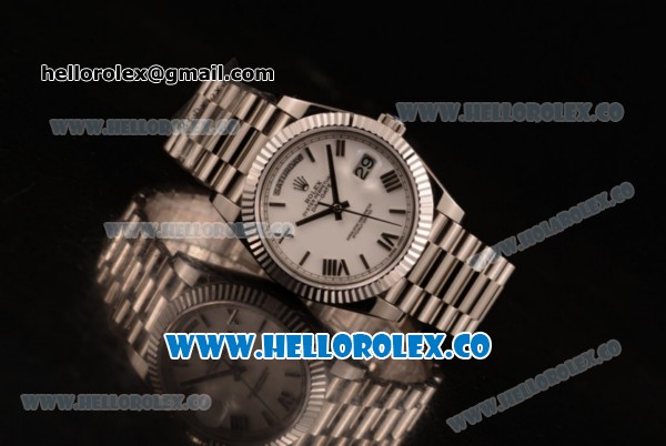 Rolex Day-Date Swiss ETA 2836 Automatic Steel Case with White Dial and Steel Bracelet - (BP) - Click Image to Close