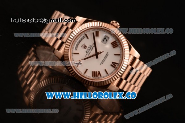 Rolex Day-Date Asia/Swiss ETA 2836 Automatic Rose Gold Case with White Dial and Rose Gold Bracelet - (BP) - Click Image to Close