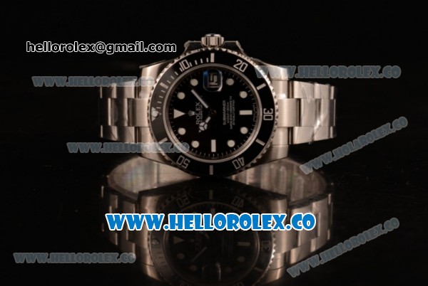 Rolex Submariner Swiss ETA 2836 Automatic Steel Case with Black Dial and Steel Bracelet Steel Bezel - Click Image to Close