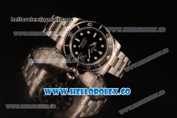 Rolex Submariner Swiss ETA 2836 Automatic Steel Case with Black Dial and Steel Bracelet Steel Bezel - Click Image to Close