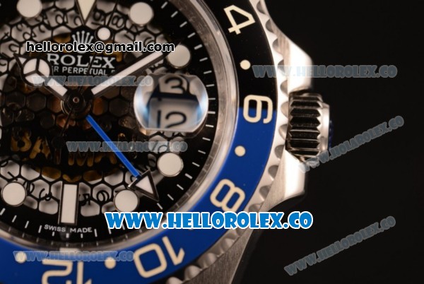 Rolex GMT-Master II Batman Skeleton Swiss ETA 2836 Automatic Steel Case with Black Dial and Steel Bracelet - Click Image to Close